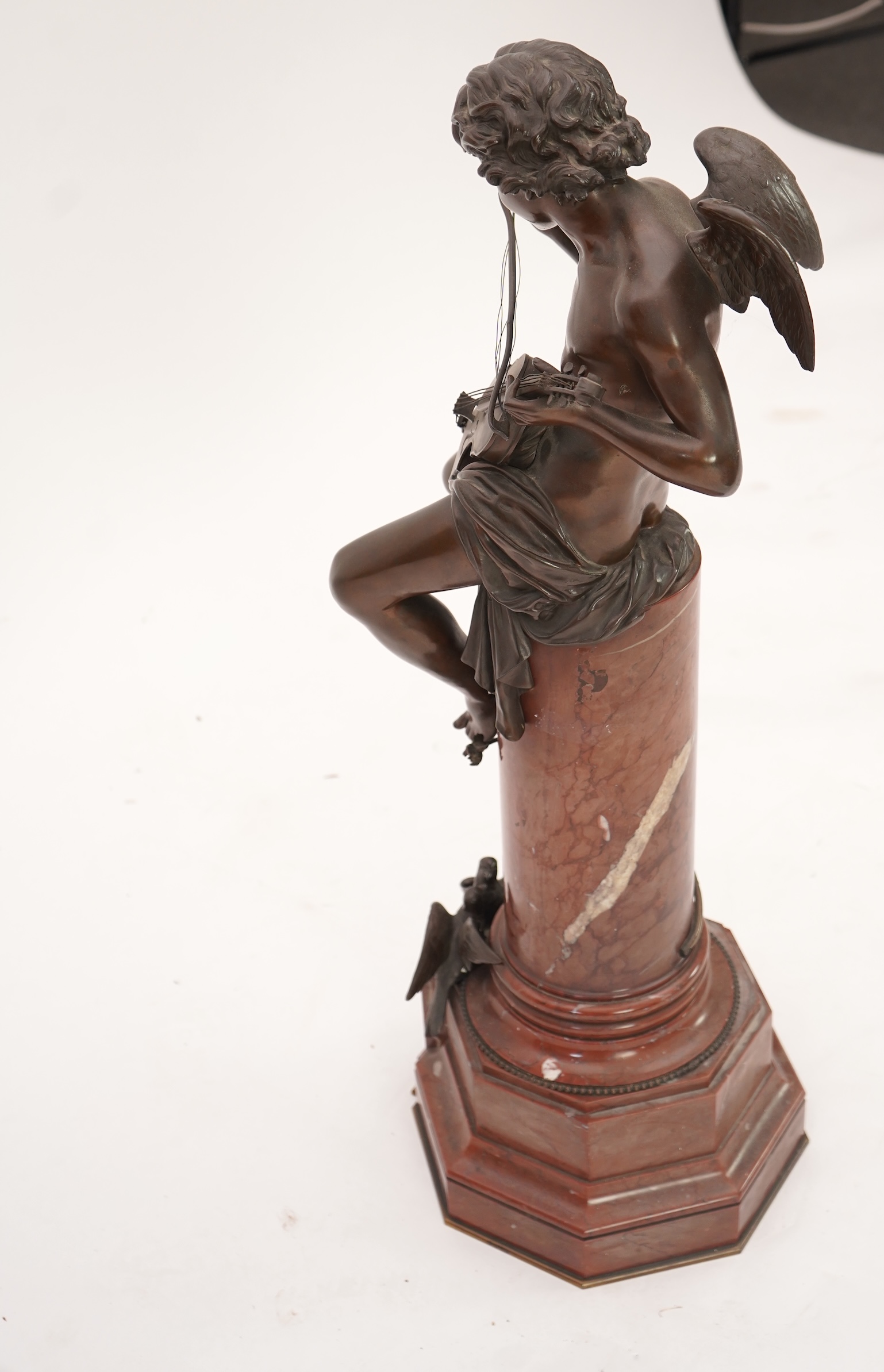 Jean Bulio (French, 1827-1911), a 19th century French bronze 'Enfant Charmeur' 27cm wide, 89cm high